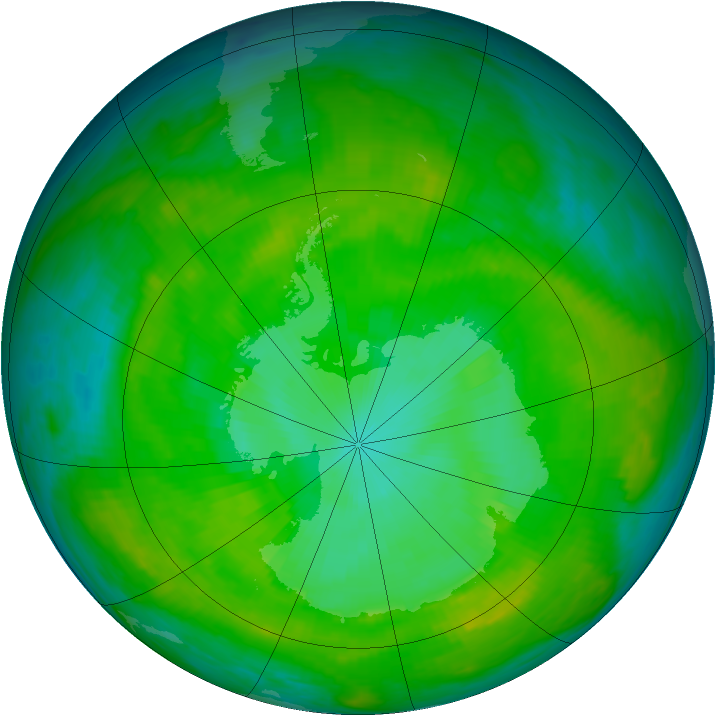Antarctic ozone map for 09 January 1981